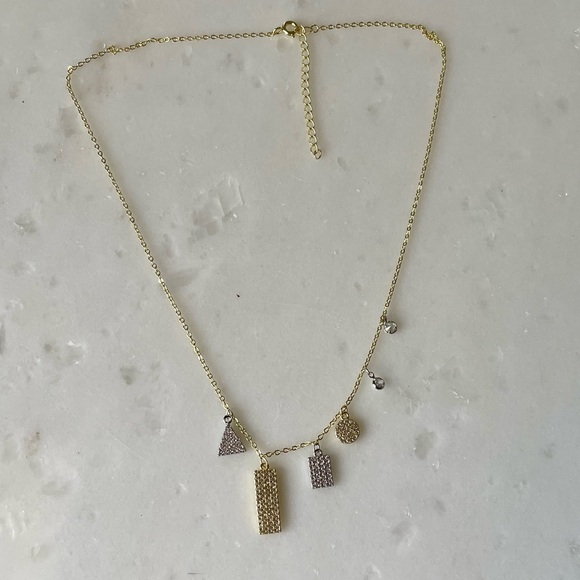 + ADORNIA + Gold Plated Sterling Silver Swarovski Crystal Necklace - Picture 4 of 6